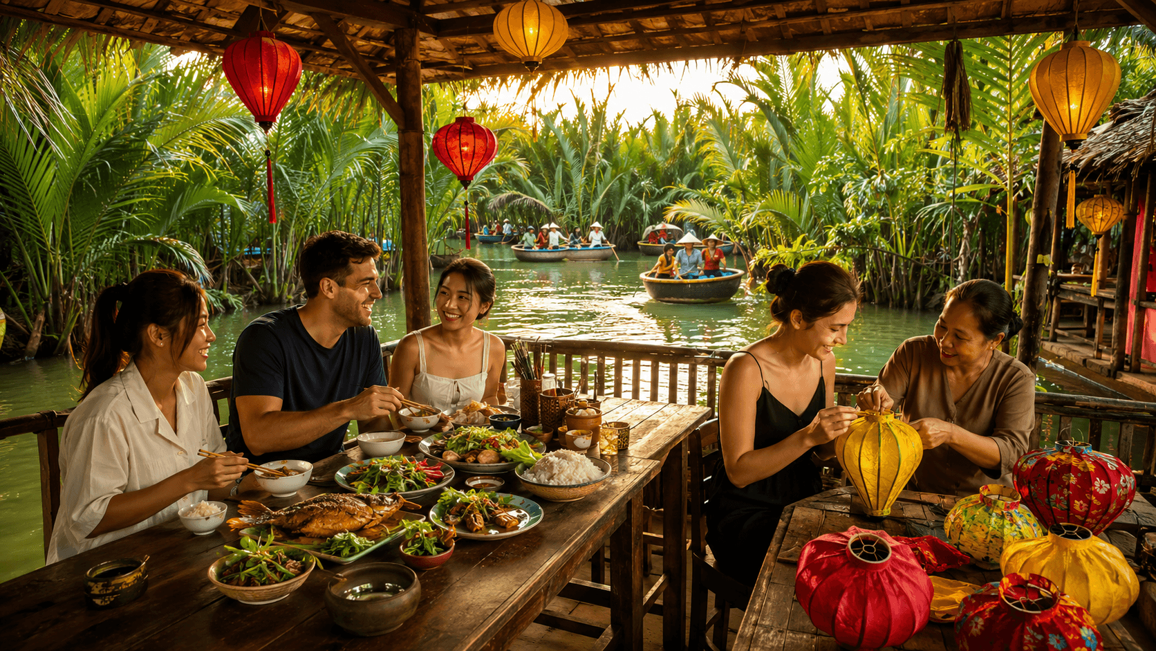 Tour Rừng Dừa – Ăn trưa – Trải nghiệm làm đèn lồng